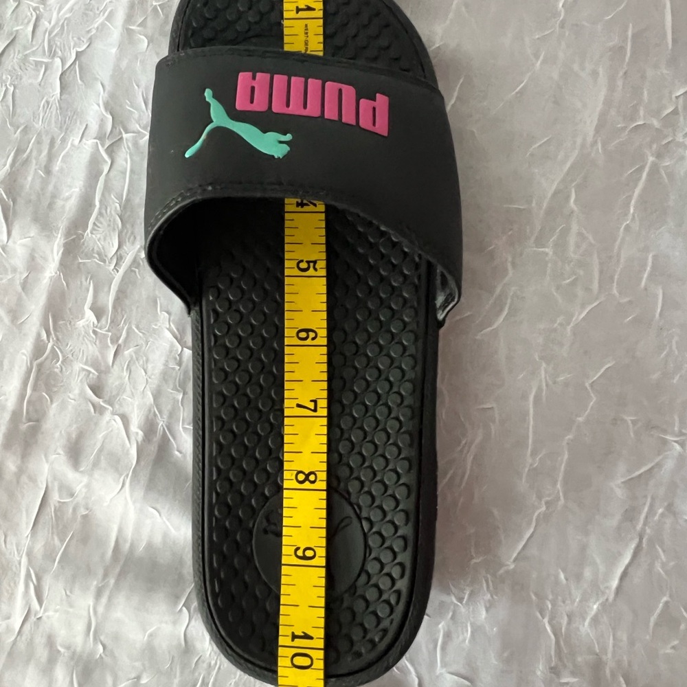 Puma Black Slides with Pink and Teal Logo Woman’s size 7 - Picture 7 of 7